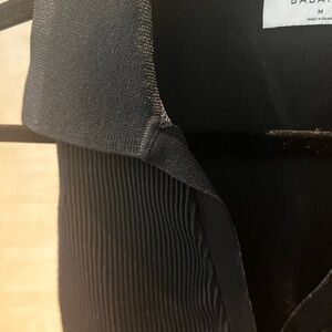 Babaton Black Ribbed Sleeveless Collar Top